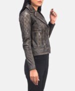 Quilted Distressed Brown Biker Jacket