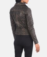 Quilted Distressed Brown Biker Jacket