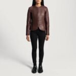 Quilted Maroon Leather Jacket