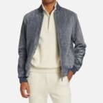 Quilted Real Suede Bomber Style Leather Jacket