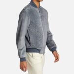 Quilted Real Suede Bomber Style Leather Jacket