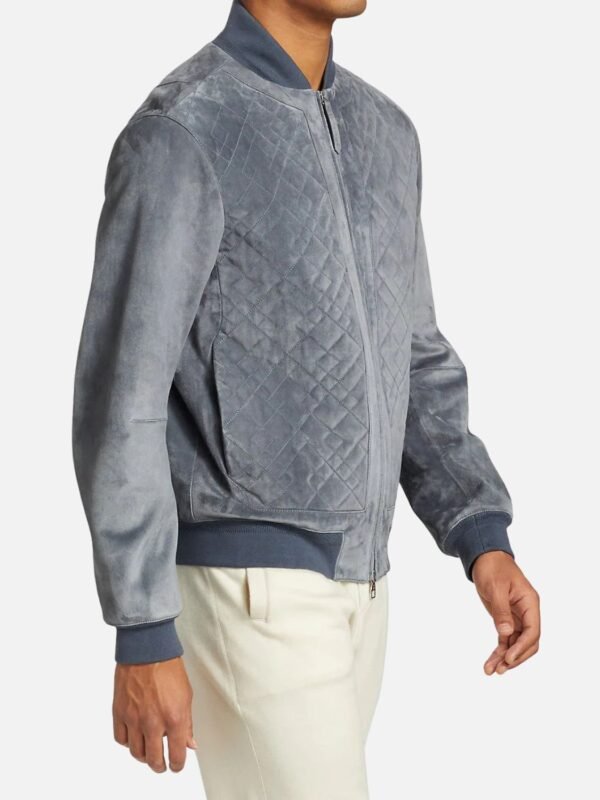 Quilted Real Suede Bomber Style Leather Jacket