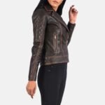 Quilted Vintage Brown Biker Jacket