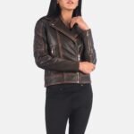 Quilted Vintage Brown Biker Jacket