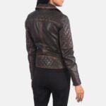 Quilted Vintage Brown Biker Jacket