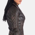 Quilted Vintage Brown Biker Jacket