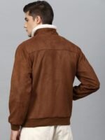 Real Brown Suede Faux Shearling Padded Style Jacket for Men