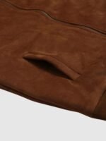 Real Brown Suede Faux Shearling Padded Style Jacket for Men
