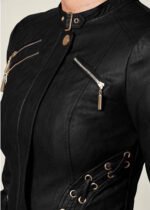 Real Leather Lace Up Jacket