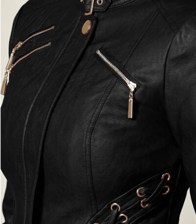 Real Leather Lace Up Jacket