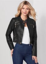 Real Leather Lace Up Jacket