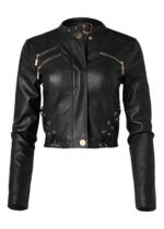 Real Leather Lace Up Jacket