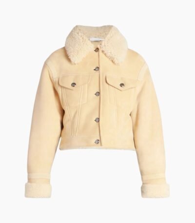 Real Suede Cropped Shearling Jacket For Women