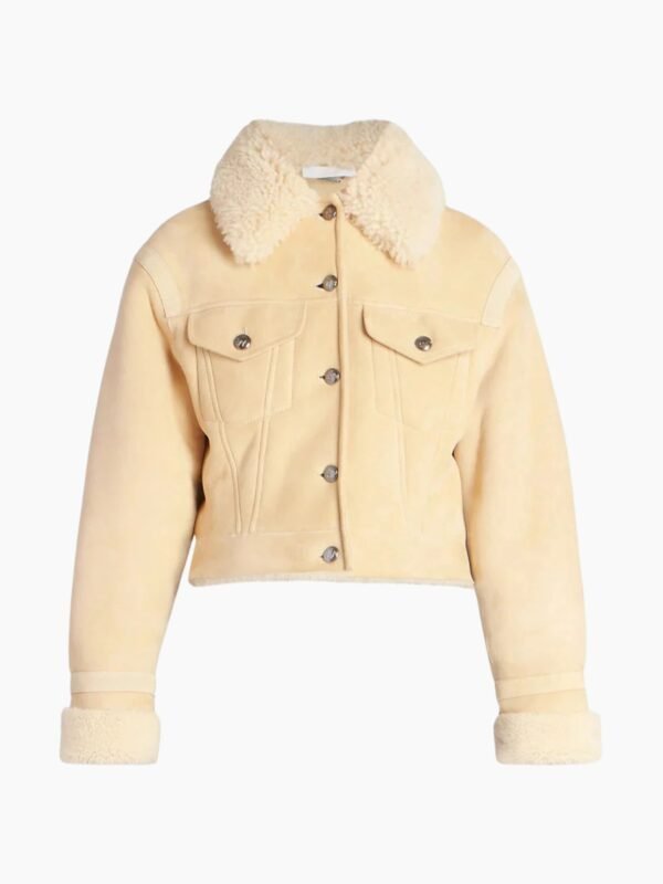 Real Suede Cropped Shearling Jacket For Women
