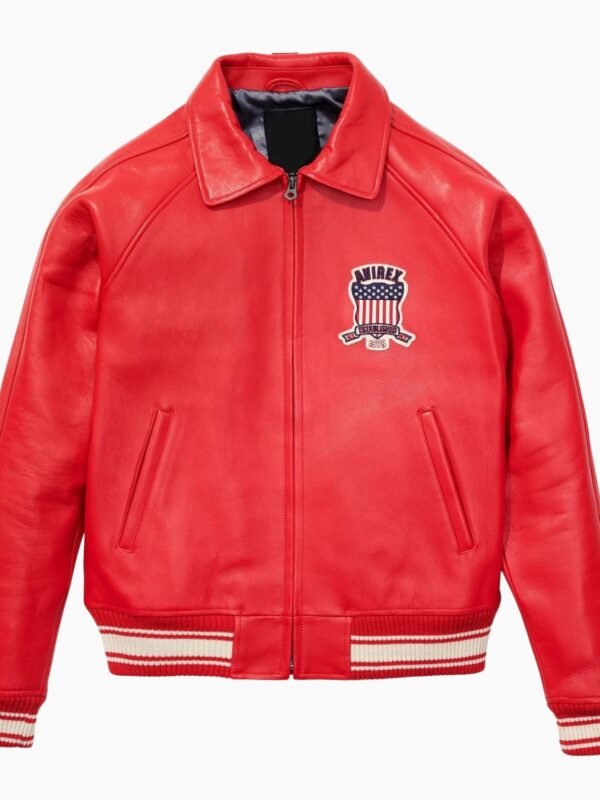 Red Avirex Icon Leather Jacket
