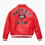 Red Avirex Icon Leather Jacket