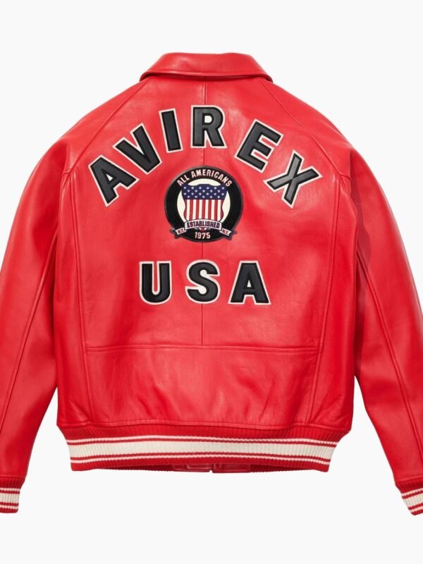 Red Avirex Icon Leather Jacket