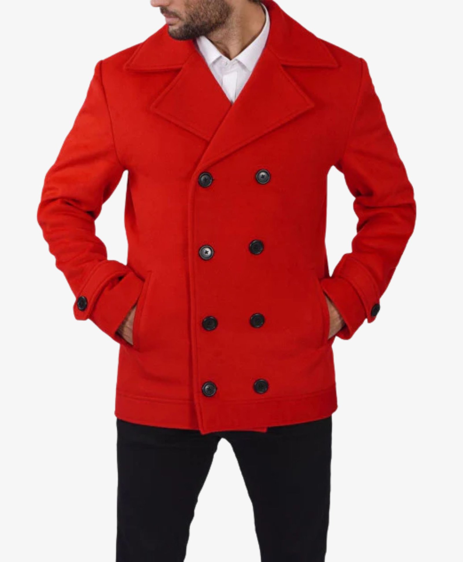 Red Double Breasted Wool Peacoat Mens Red Double Breasted Wool Peacoat Mens