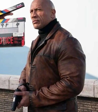 Red Notice Movie Dwayne Johnson Decant Leather Coat
