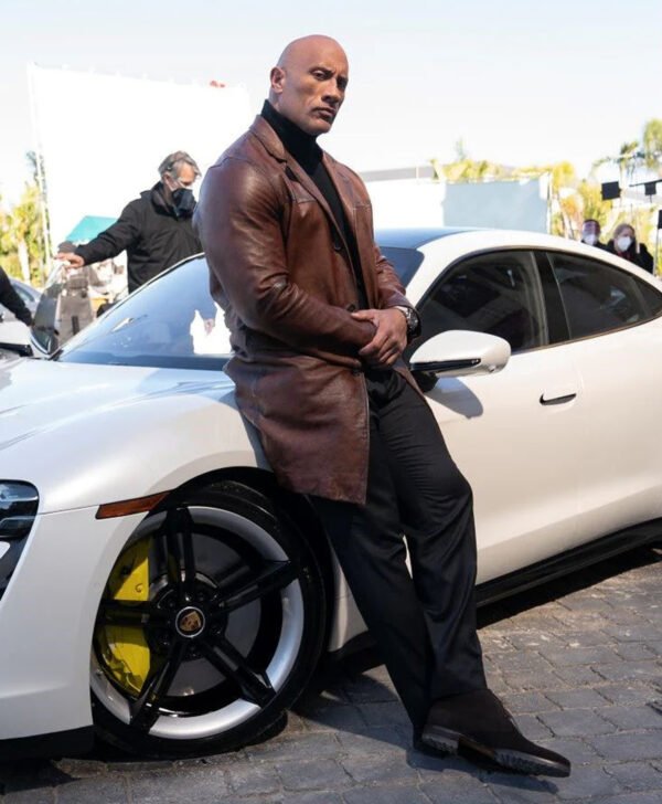 Red Notice Movie Dwayne Johnson Decant Leather Coat