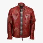 Red Vintage Biker Leather Jacket