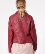 Red Women Biker Leather Jacket