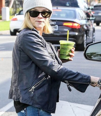 Reese Witherspoon Black Leather Jacket