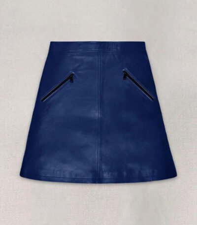Rich Blue Emilia Clarke Leather Skirt