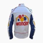 Ricky Bobby Racing Biker Jacket White Leather Jacket