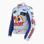 Ricky Bobby Racing Biker Jacket White Leather Jacket