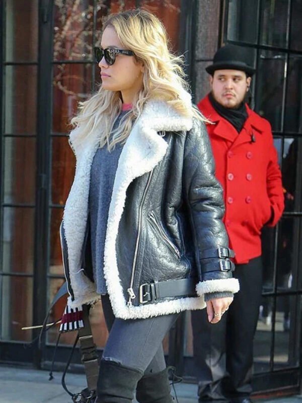 Rita Ora Leather Jacket Real Leather And Faux Fur Jacket