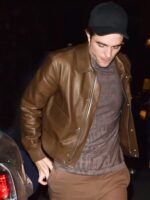 Robert Pattinson Brown Leather Jacket