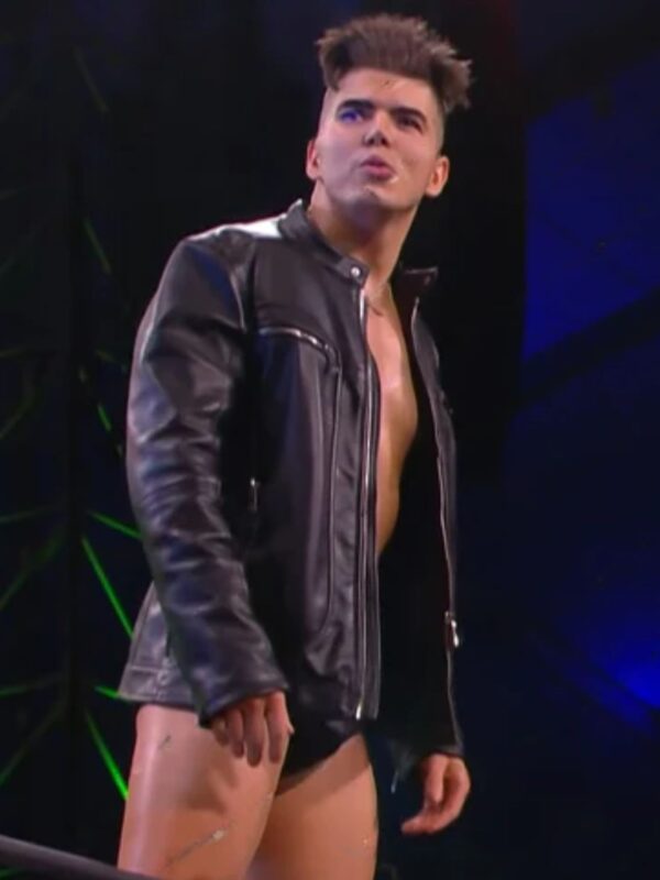 Sammy Guevara Black Leather Jacket on AEW