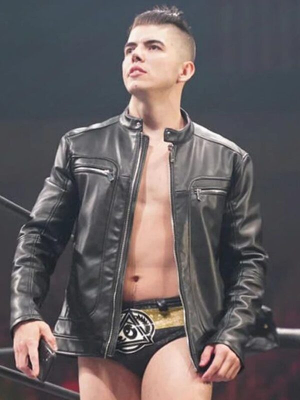 Sammy Guevara Black Leather Jacket on AEW