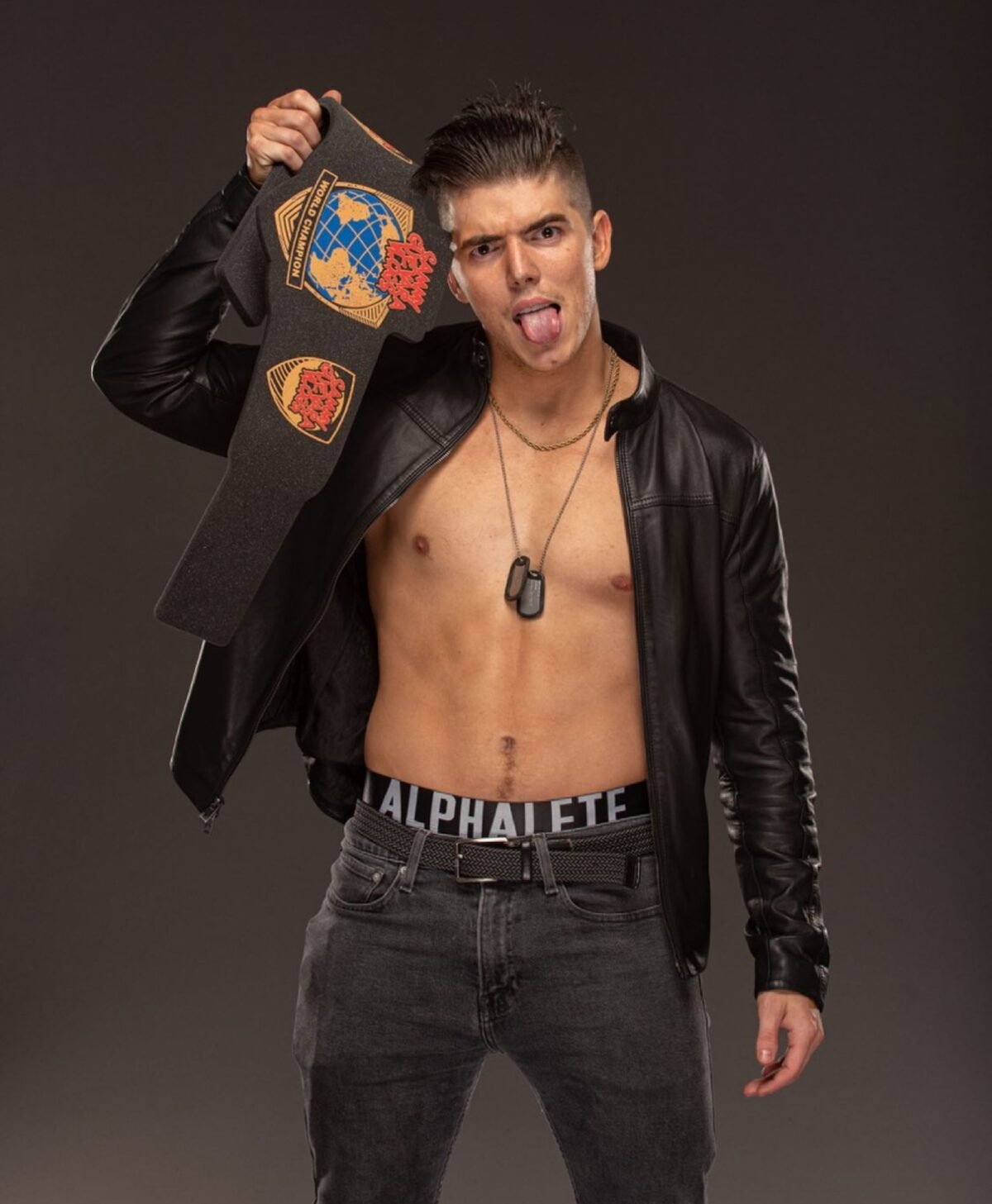 Sammy Guevara Black Leather Jacket on AEW