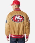 San Francisco 49Ers NFL Beige Satin Bomber Jacket