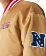 San Francisco 49Ers NFL Beige Satin Bomber Jacket