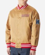 San Francisco 49Ers NFL Beige Satin Bomber Jacket