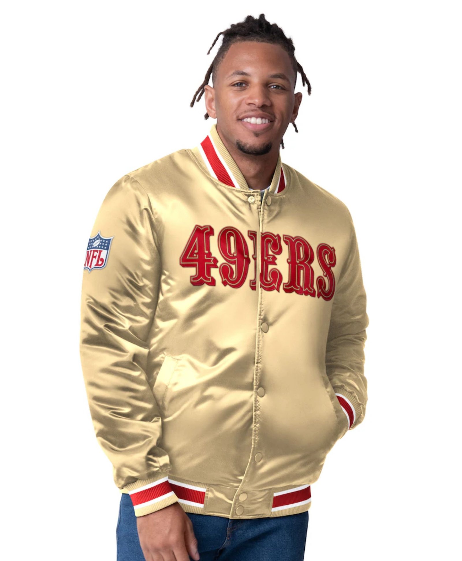 San Francisco 49ers Closer Gold Satin Jacket San Francisco 49ers Closer Gold Satin Jacket