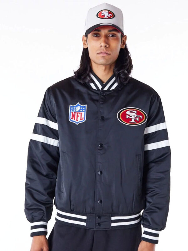San Francisco 49ers NFL Satin Black Bomber Jacket