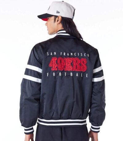 San Francisco 49ers NFL Satin Black Bomber Jacket