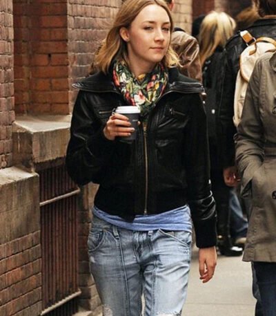Saoirse Ronan Black Leather Jacket