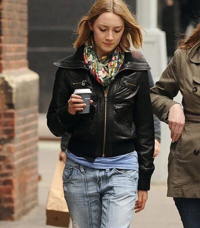 Saoirse Ronan Black Leather Jacket