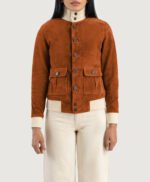 Sasha A1 Brown Suede Bomber Jacket