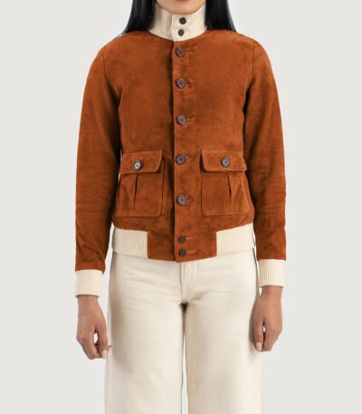 Sasha A1 Brown Suede Bomber Jacket