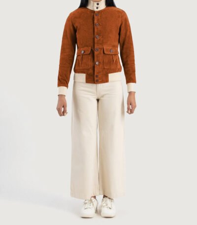 Sasha A1 Brown Suede Bomber Jacket