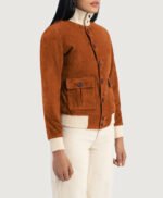Sasha A1 Brown Suede Bomber Jacket