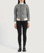 Sasha A1 Grey Suede Bomber Jacket