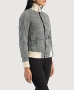 Sasha A1 Grey Suede Bomber Jacket