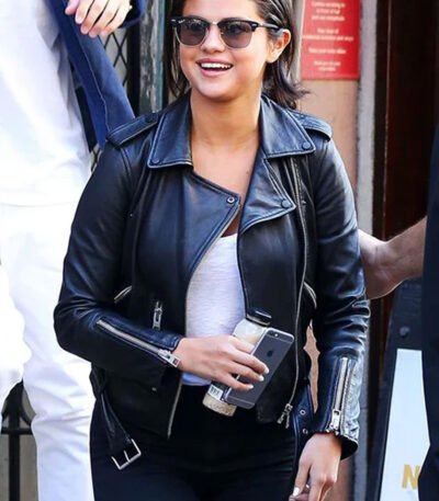 Selena Gomez Leather Jacket in New York